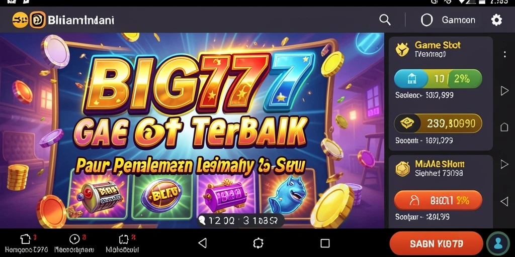 Screenshot gameplay <strong>BIG77</strong> menampilkan antarmuka Slot yang menarik dan berwarna.