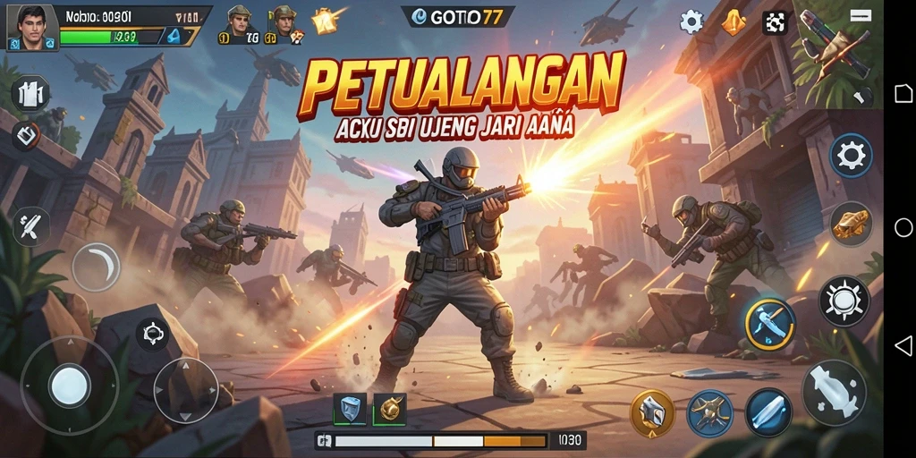 Tampilan gameplay GOTO77 yang mendebarkan dengan aksi intens.