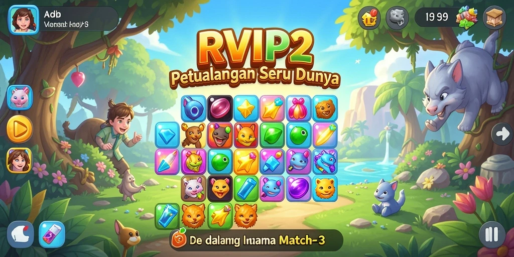 Screenshot utama RVIP2 menampilkan gameplay seru yang penuh warna.