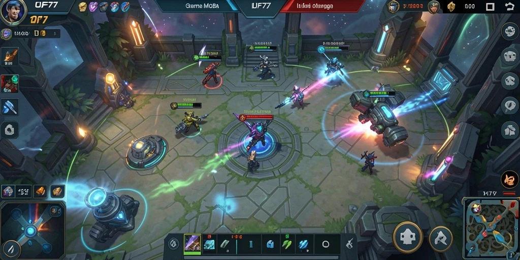 Gameplay mendebarkan di arena MOBA UFO77.